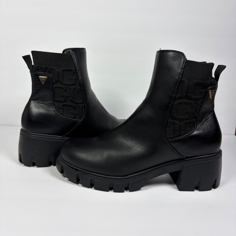 Guess Keva Lug Sole Combat Boots Logo Grunge Emo Edgy Urban Chunky Womens 10M